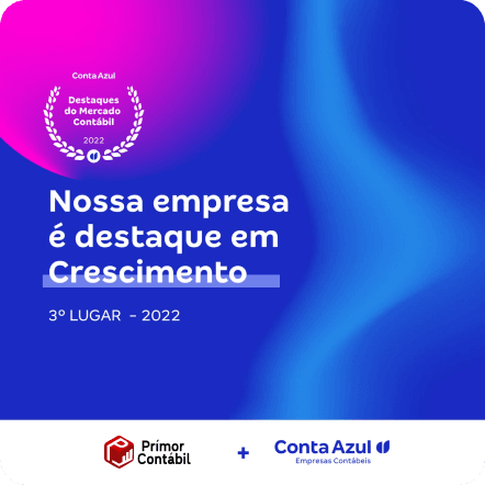 imagem com fundo azul escrito 'Nossa empresa é destaque em crescimento'