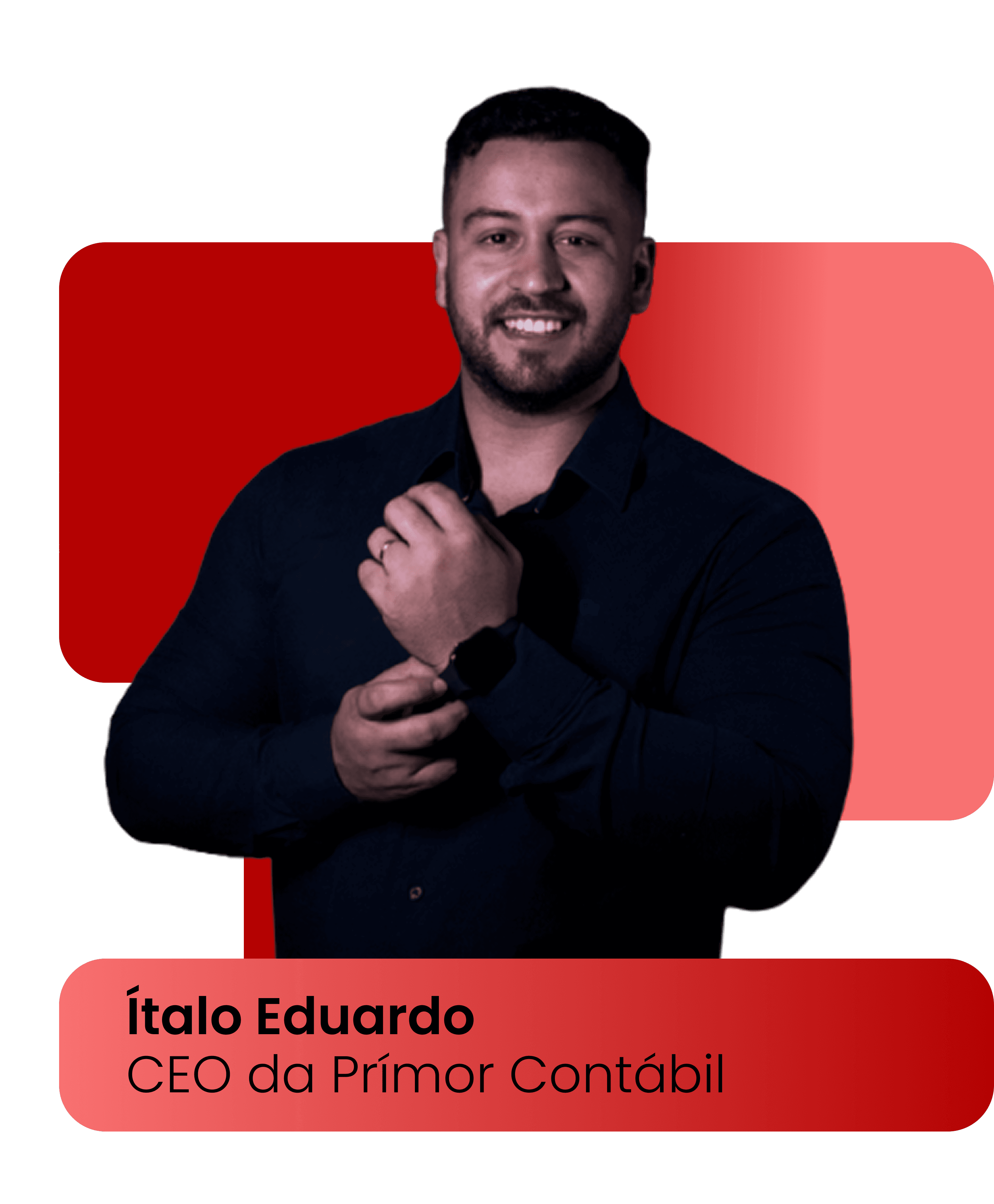 Imagem de um homem com camisa preta sorrindo